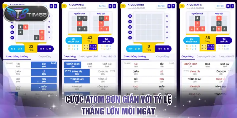 Cược Atom đơn giản với tỷ lệ thắng lớn mỗi ngày