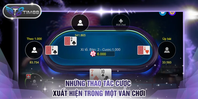 Những thao tác cược xuất hiện trong một ván chơi